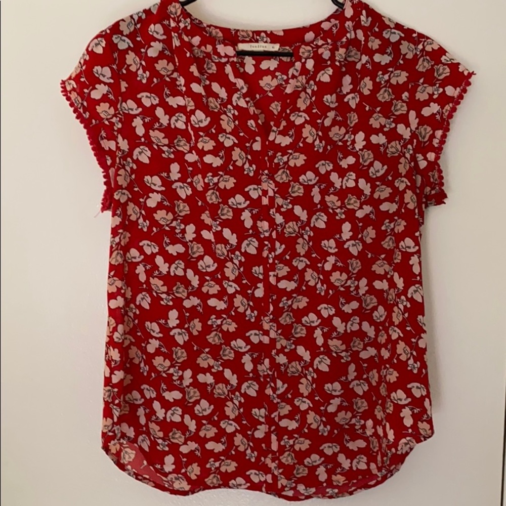 Red flower blouse